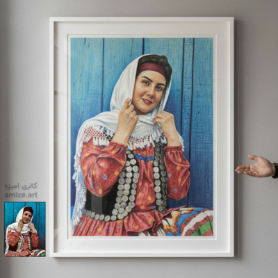 پرتره زن گیلانی با مداد رنگی: جلوه‌ای از اصالت و فرهنگ ایرانی