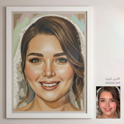 نقاشی چهره عروس ایرانی با مداد رنگی